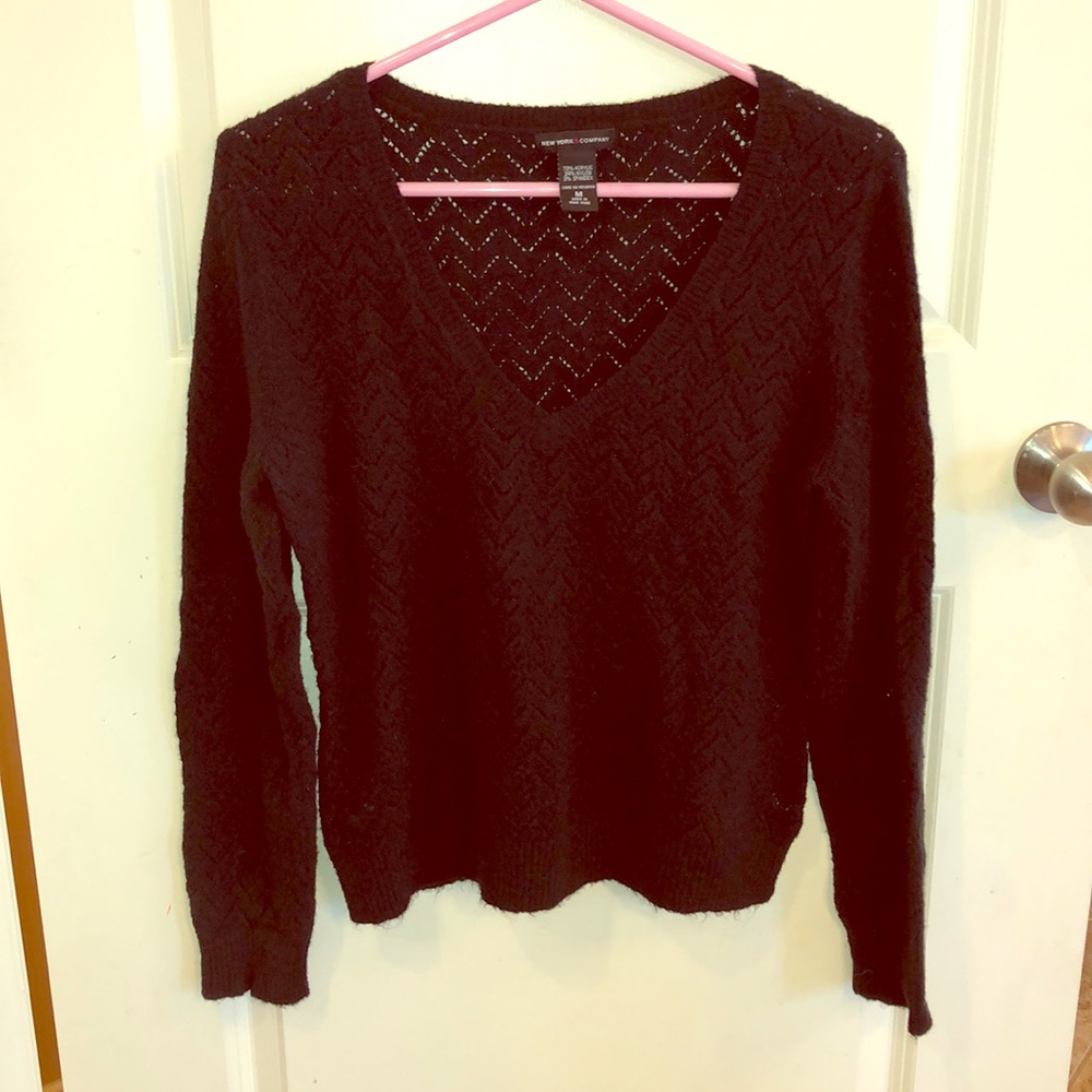 Black Lightweight Shear Sweater by New York and Company